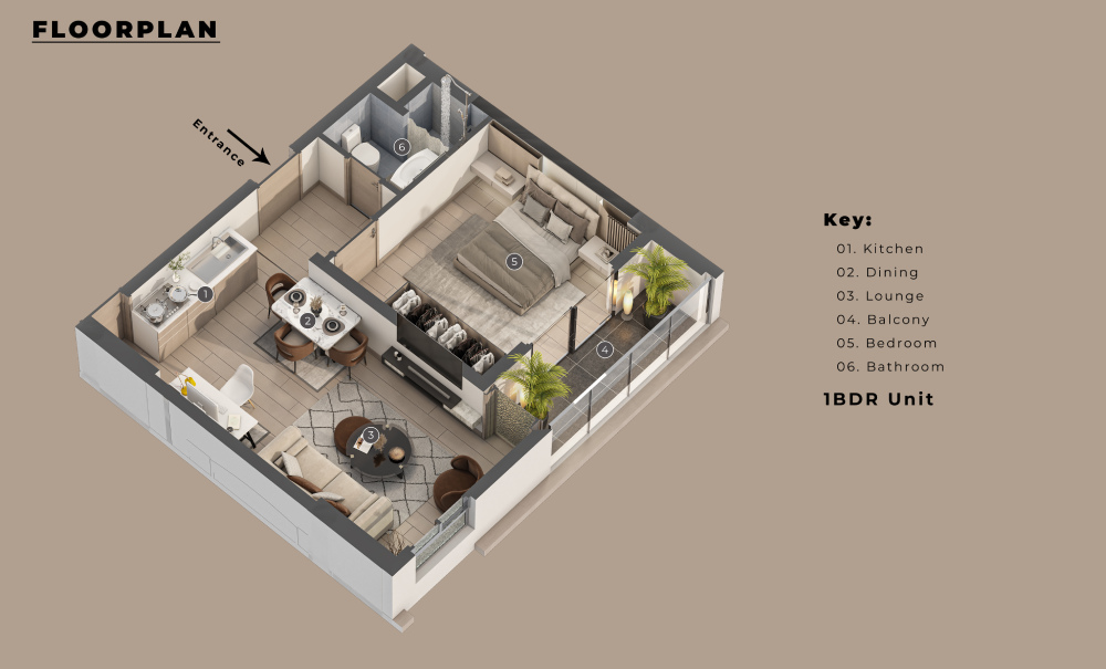 1 Bedroom Floor Plan
